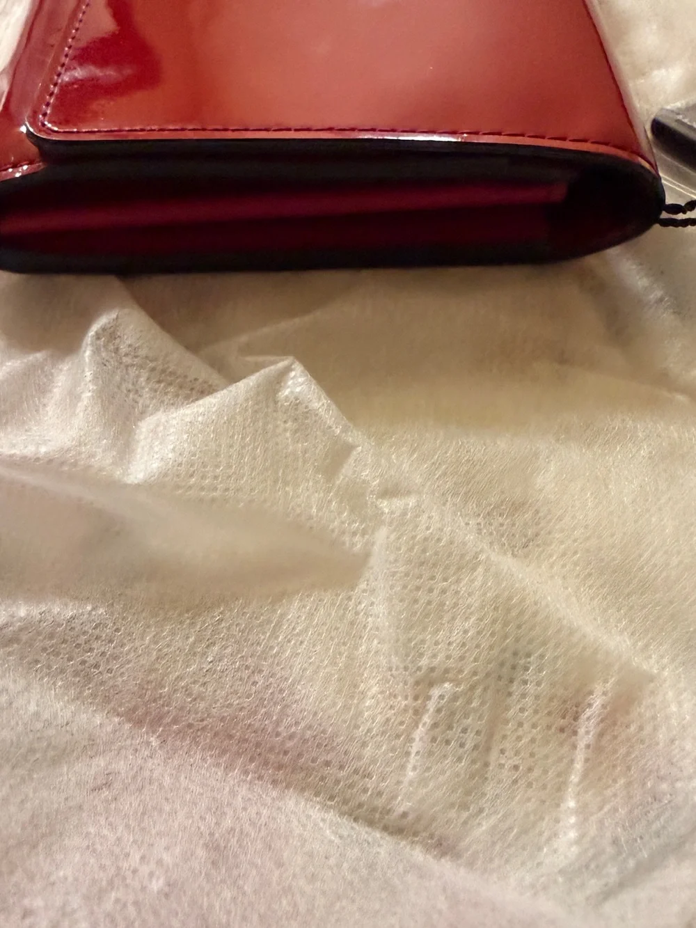 Authentic Louis Vuitton Red Vernis Long Wallet Gold LV Logo w/ Dust Bag & COA